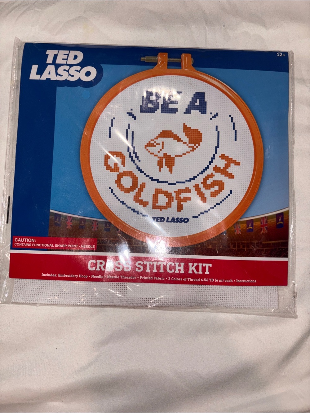 Ted Lasso "Be A Goldfish" Cross Stitch Kit - Orange & Blue